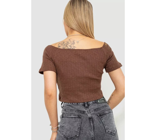 Топ жіночий однотонний, колір коричневий, 244R087