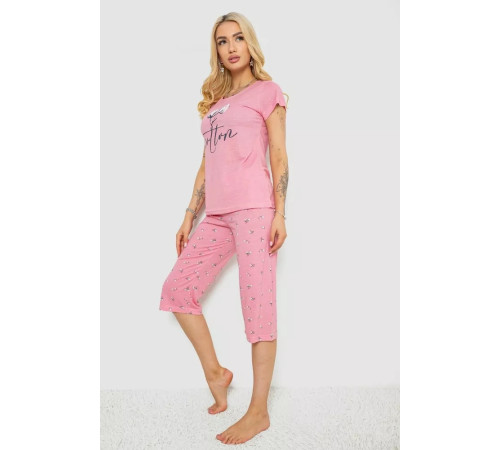Піжама жіноча з принтом, колір рожевий, 243R7060