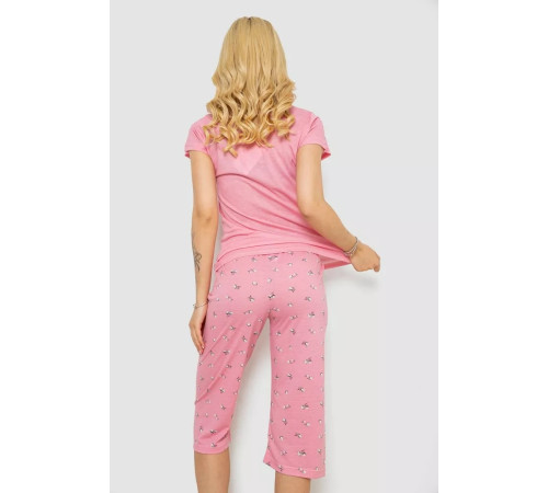 Піжама жіноча з принтом, колір рожевий, 243R7060