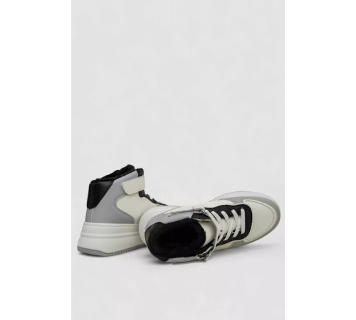 Кроссовки женские зимние на меху, цвет бело-серый, 248RAM03-86