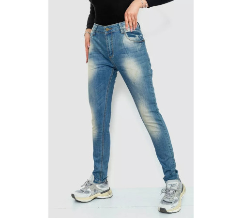 Джинсы женские с потертостями, цвет синий, 244RS05
