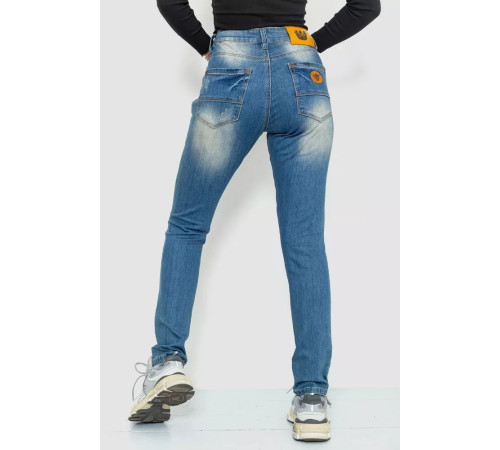 Джинсы женские с потертостями, цвет синий, 244RS05