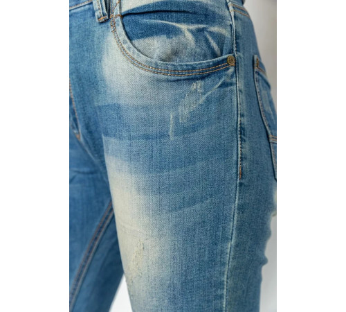 Джинсы женские с потертостями, цвет синий, 244RS05