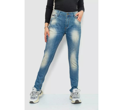 Джинсы женские с потертостями, цвет синий, 244RS05
