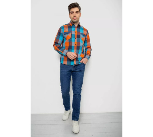 Рубашка мужская в клетку, цвет оранжевый, 214R0743