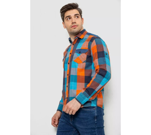 Рубашка мужская в клетку, цвет оранжевый, 214R0743