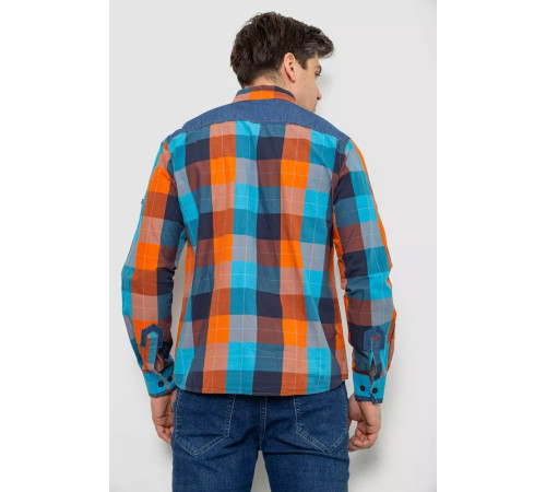Рубашка мужская в клетку, цвет оранжевый, 214R0743