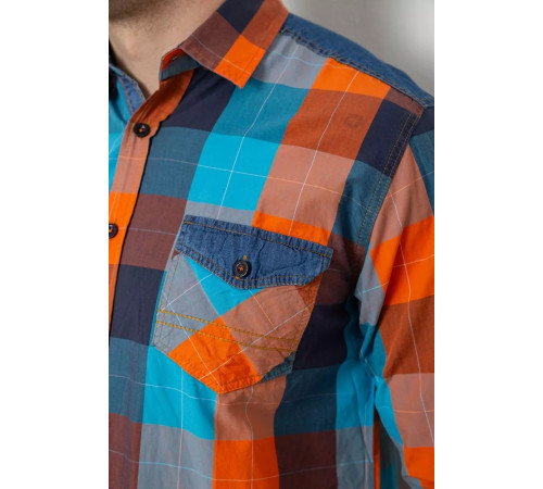 Рубашка мужская в клетку, цвет оранжевый, 214R0743
