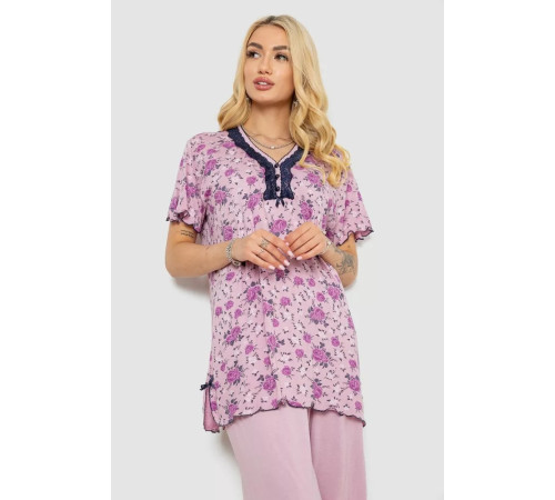 Піжама жіноча з принтом, колір бузковий, 243R6971