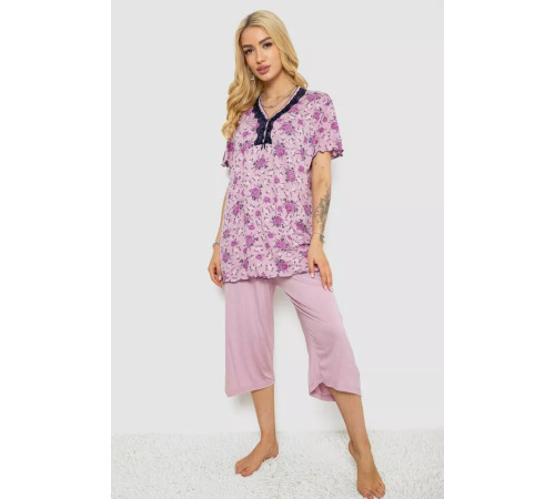 Піжама жіноча з принтом, колір бузковий, 243R6971