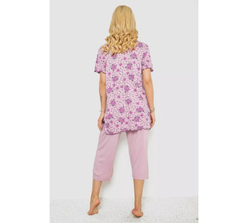 Піжама жіноча з принтом, колір бузковий, 243R6971