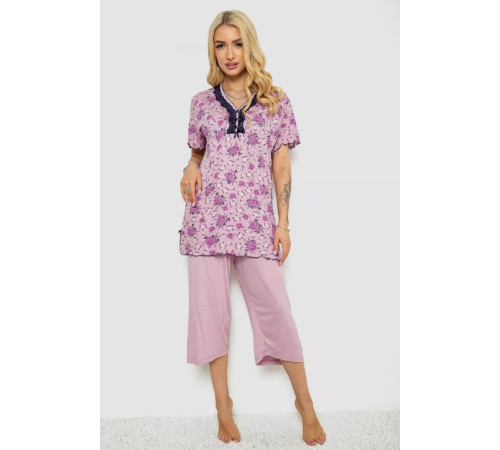 Піжама жіноча з принтом, колір бузковий, 243R6971