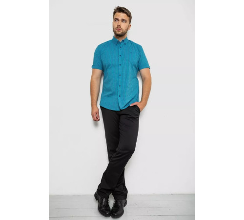 Сорочка чоловіча в клітинку, колір бірюзовий, 214R4564