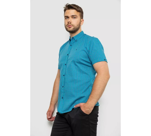 Сорочка чоловіча в клітинку, колір бірюзовий, 214R4564