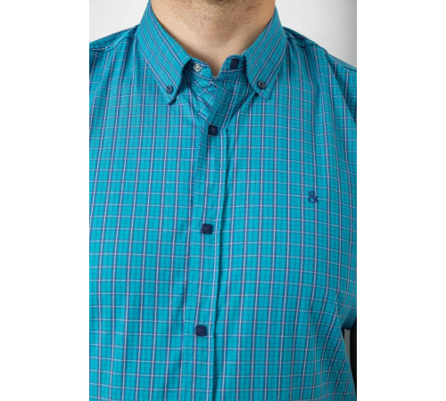 Сорочка чоловіча в клітинку, колір бірюзовий, 214R4564