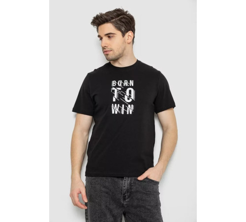 Футболка чоловіча з принтом, колір чорний, 241R1901