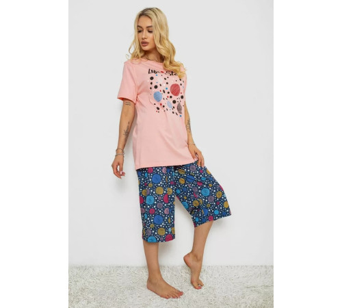 Пижама женская с принтом, цвет персиковый, 243R10386.
