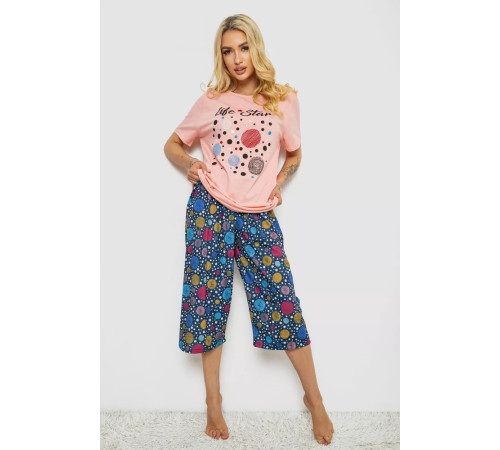 Пижама женская с принтом, цвет персиковый, 243R10386.