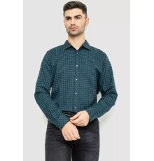 Сорочка чоловіча в клітинку байкова, колір зелено-синій, 214R16-33-164