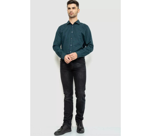 Сорочка чоловіча в клітинку байкова, колір зелено-синій, 214R16-33-164
