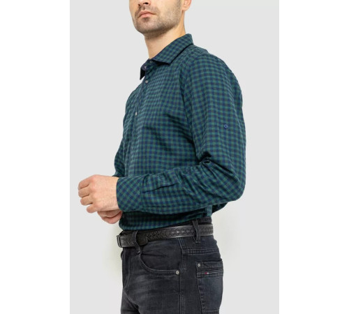Сорочка чоловіча в клітинку байкова, колір зелено-синій, 214R16-33-164