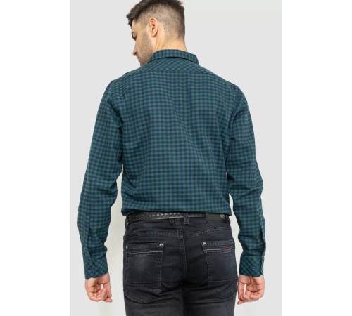 Сорочка чоловіча в клітинку байкова, колір зелено-синій, 214R16-33-164