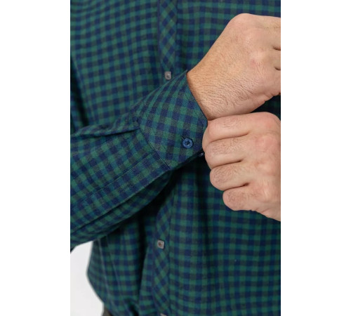 Сорочка чоловіча в клітинку байкова, колір зелено-синій, 214R16-33-164