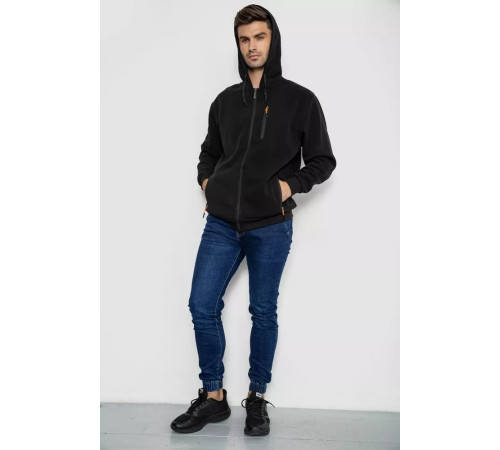 Кофта мужская на флисе с капюшоном, цвет черный, 244R2476