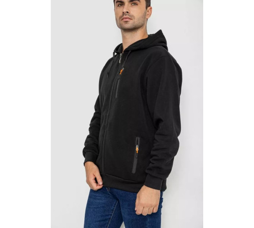 Кофта мужская на флисе с капюшоном, цвет черный, 244R2476