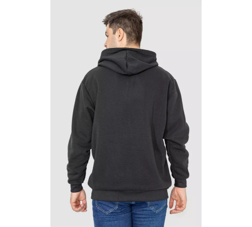 Кофта мужская на флисе с капюшоном, цвет черный, 244R2476