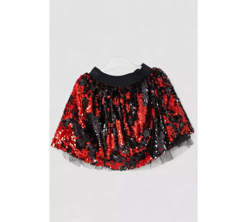Спідниця дитяча ошатна, колір чорно-червоний, 247R417-5