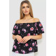 Блуза з квітковим принтом, колір чорно-бузковий, 244R088