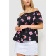 Блуза з квітковим принтом, колір чорно-бузковий, 244R088