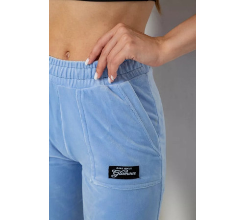 Шорты женские велюровые, цвет голубой, 238R58169-1.