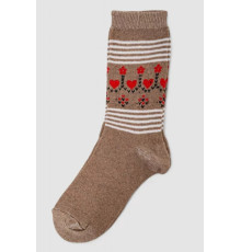 Шкарпетки жіночі з принтом, колір бежевий, 238R336-4