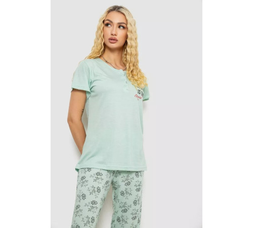 Женская пижама с принтом, цвет мятный, 243R10200