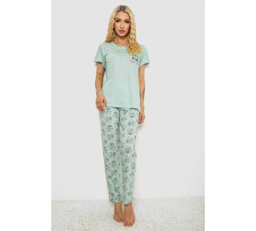 Женская пижама с принтом, цвет мятный, 243R10200