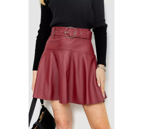 Спідниця з екошкіри, колір бордовий, 186R5210