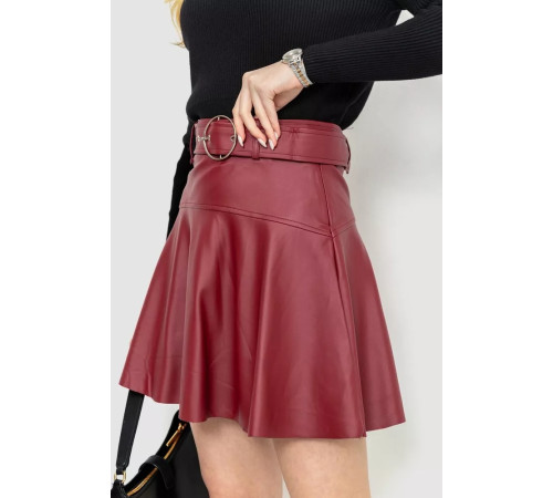 Спідниця з екошкіри, колір бордовий, 186R5210