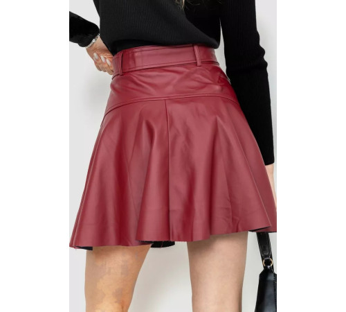 Спідниця з екошкіри, колір бордовий, 186R5210