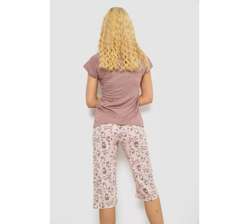 Женская пижама с принтом, цвет мокко, 243R7087