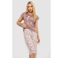Піжама жіноча з принтом, колір мокко, 243R7087