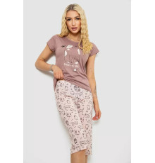 Женская пижама с принтом, цвет мокко, 243R7087