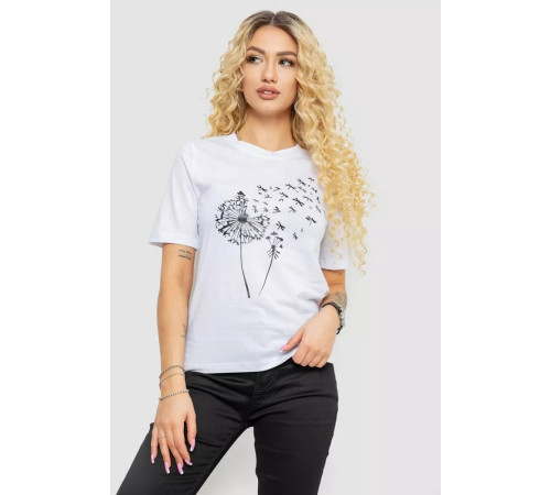 Жіноча футболка з принтом, колір білий, 241R127