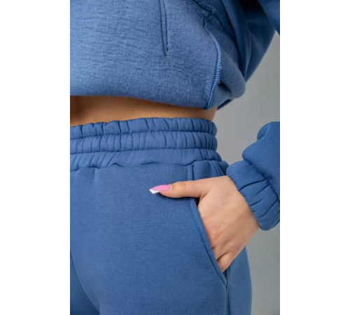 Женский спортивный костюм на флисе, цвет джинс, 102R7711