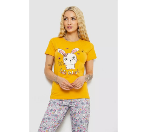 Женская пижама с принтом, цвет желто-серый, 243R15885