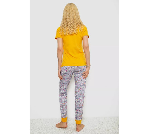 Женская пижама с принтом, цвет желто-серый, 243R15885