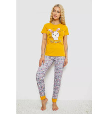 Женская пижама с принтом, цвет желто-серый, 243R15885