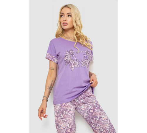Пижама женская с принтом, цвет сиреневый, 243R2079