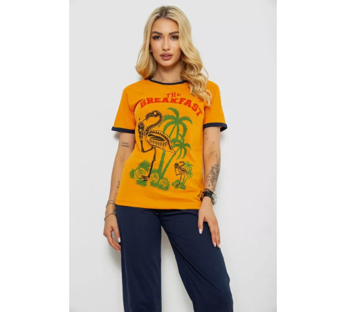 Женская пижама с принтом, цвет оранжевый, 243R30021.